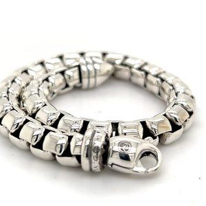 David Yurman Estate Mens Lobster Clasp Box Bracelet 8" Sterling Silver 7 mm DY74